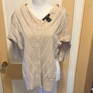 White House Black Market V-Neck Sweater in Cream